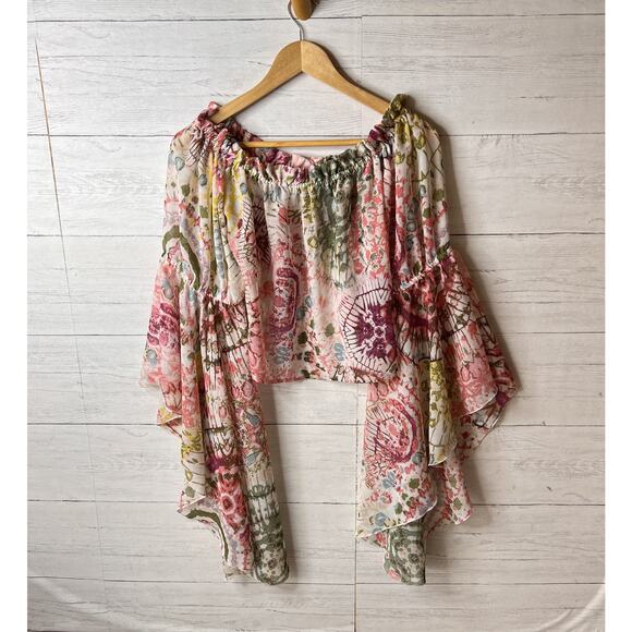 Live 4 Truth Blouse Womens SZ Small Bohemian Colorful Floral Long Flowy Sleeves - Picture 3 of 14